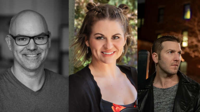 This image features three headshots of diverse individuals, showcasing a range of expressions and styles. The portraits reflect a modern and vibrant atmosphere, suitable for a creative or professional context in the Seattle area.